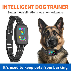 Rechargeable Waterproof Pet Anti-Bark Collar With Digital Display